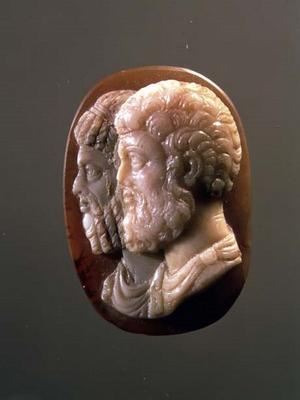 Cameo depicting Marcus Aurelius (121-180) and Lucius Verus (130-169) Roman (onyx) à 