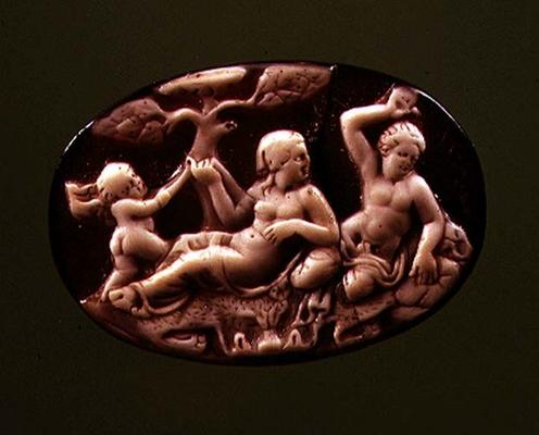 Cameo of Venus with a nymph and a satyr, 1st century BC (agate and onyx) à 