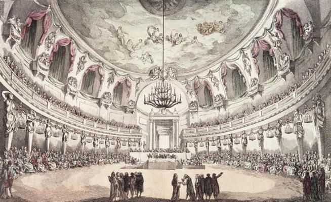 Concert Hall in Venice, 18th century (coloured engraving) à 