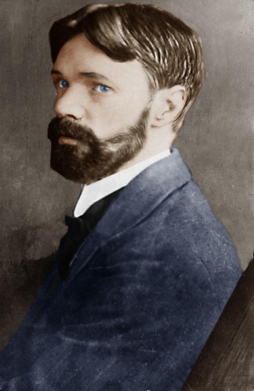 David Herbert Lawrence , English writer, colourized document à 