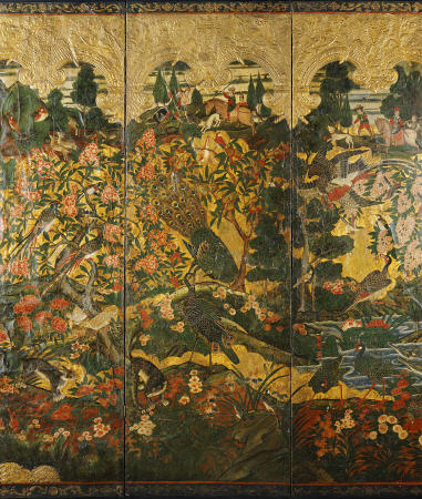 Detail From A Four-Panel Screen Depicting European Hunting Scenes à 