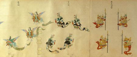 Detail From An Illustrated Manuscript Depicting 44 Varieties Of Bugaku Dances à 