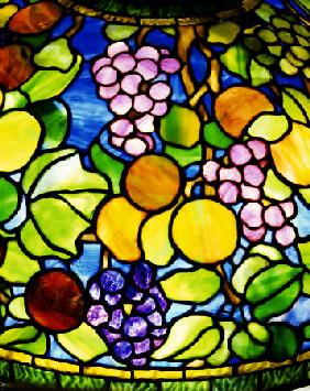 Detail From The Shade Of An Important ''Fruit'' Leaded Glass And Bronze Table Lamp