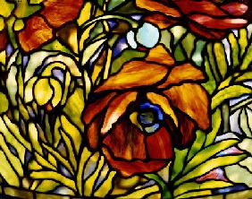 Detail Of An ''Oriental Poppy'' Leaded Glass And Bronze Floor Lamp