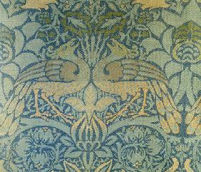 Detail Of A Pair Of Morris & Co Peacock And Dragon Woven Twill Curtains