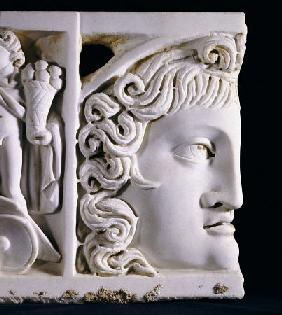 Detail Of A Roman Marble Sarcophagus Lid Fragment