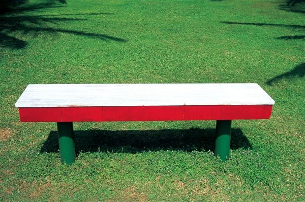 Empty wooden bench in garden (photo)  à 