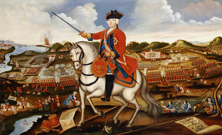 Equestrian Portrait Of William Augustus, Duke Of Cumberland (1721-1765), On His Grey Charger With A à 
