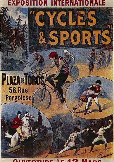 Exposition Internationale Cycles et Sports, advertisement for international exhibition dedicated to  à 