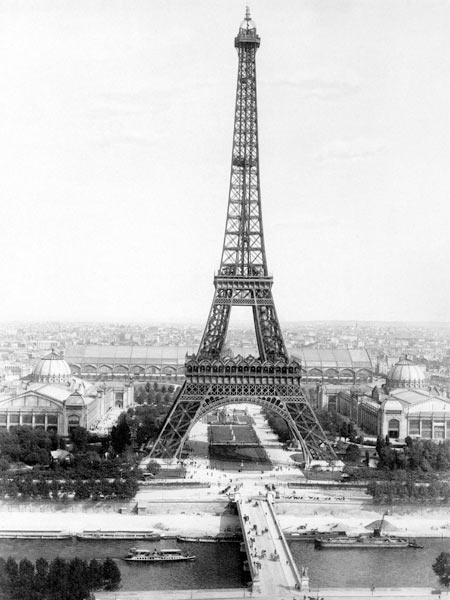 end of the building of the Eiffel Tower in Paris for World Fair in Paris 1889 , here photographed at à 