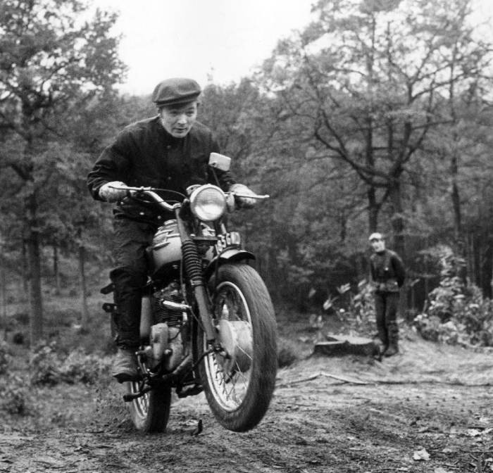 French Singer Ricet Barrier on a moto à 