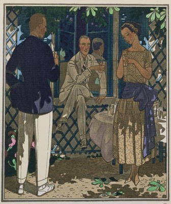 Gazette du Bon Ton; Que C'est Bon ou les Boissons Glacees, chiffon dress by Doeuillet, 1921 à 