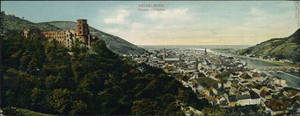 Heidelberg, Panorama / Postkarte 1901 à 