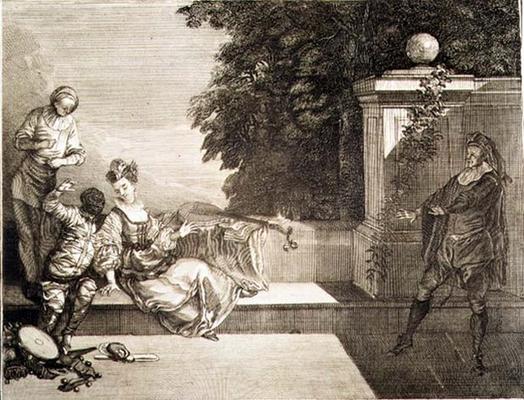 Harlequin in Love, 18th century (engraving) à 
