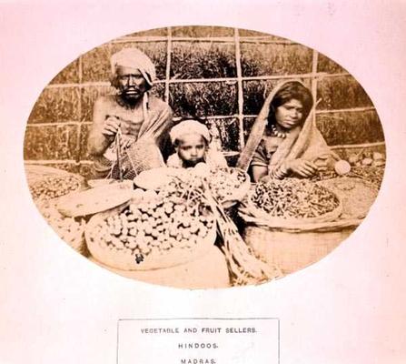Hindu Vegetable and Fruit Sellers in Madras, 19th century (sepia photo) à 