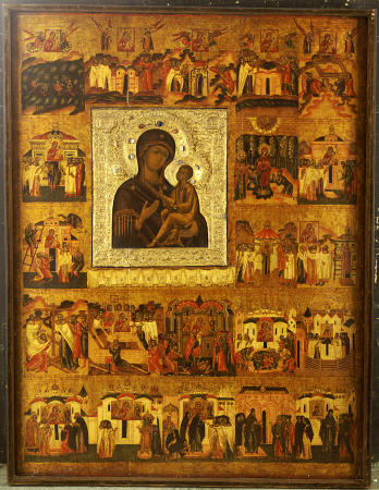 Icon Of The Mother Of God Tikhvinskaia Also Depicting The History And Miraculous Events Connected Wi à 
