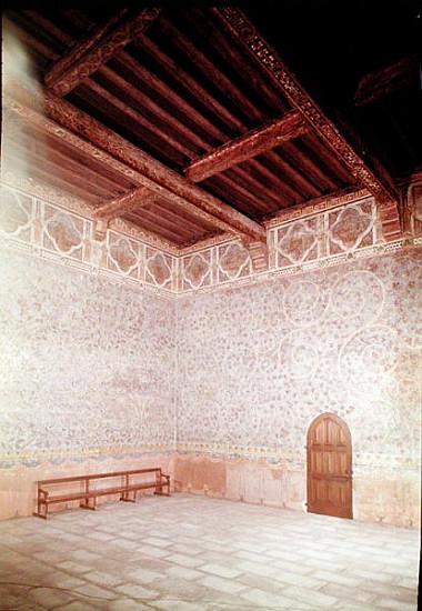 Interior view of the Pope''s bedroom decorated with blue tempera with a foliage pattern, c.1334-62 ( à 
