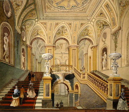 Interior Views Of The Conservative Club: Entrance Hall And Grand Staircase Frederick J Sang (1840-18 à 