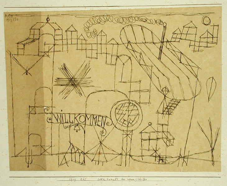 Joyous Arrival of the New Boat, 1919 (no 265) (pen on paper on cardboard)  à 