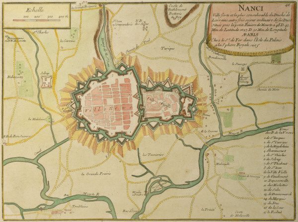 Landkarte Nancy und Umgebung 1705 à 