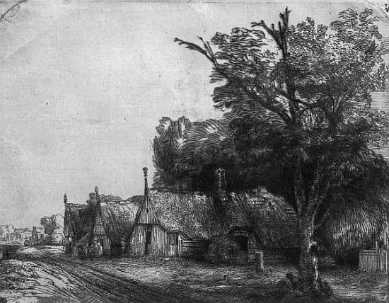 Landscape with Three Cottages à 