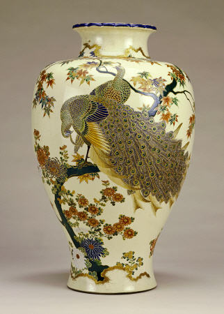 Large Satsumo Ovoid Vase, Meiji Period, Late 19th Century, Signed Satsuma Shosai Within A Large Blue à 