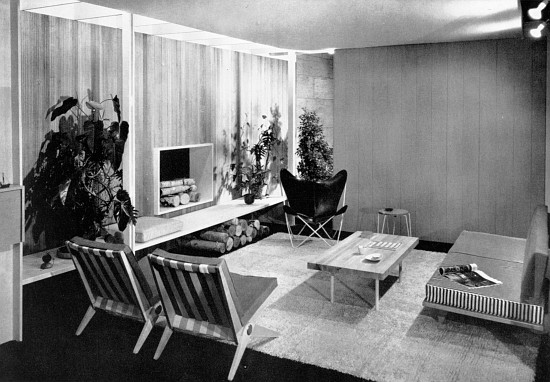 Living-dining room designed by Florence Knoll, page 77 from the catalogue for 'An Exhibition for Mod à 