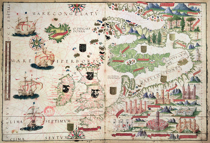 Map of Europe, from a facsimile of the ''Miller Atlas'' Pedro and Jorge Reinel, and Lopo Homem, made à 