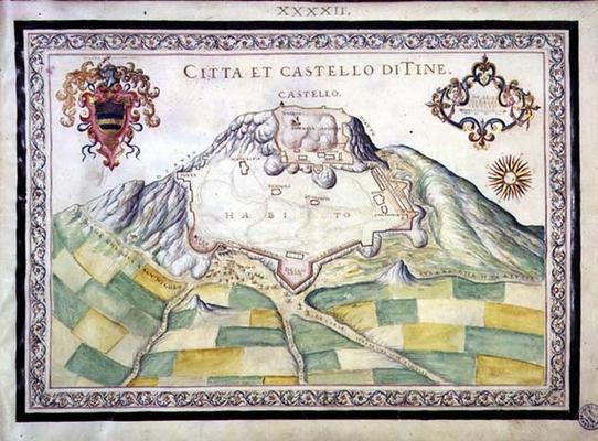 Map of the Castle and City of Tine XXXXII, by Francesco Basilicata, 17th century à 