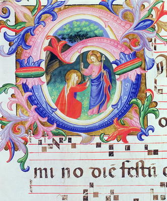 Missal 558 f.64v Historiated initial 'G' depicting the Noli Me Tangere à 