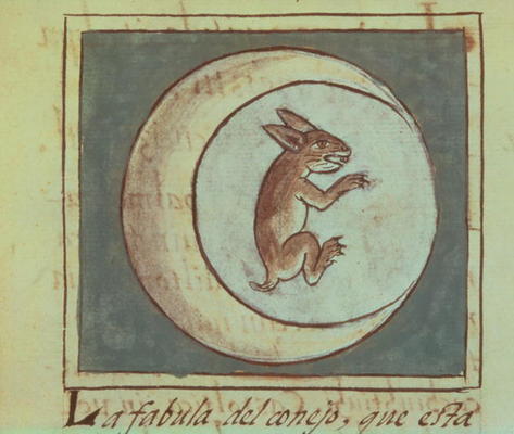 Ms 219 f.223v The rabbit in the moon from a history of the Aztecs and the conquest of Mexico, Spanis à 