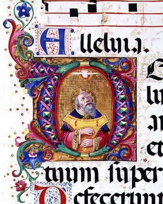 Ms 542 f.11v Historiated initial 'O' depicting King David playing the psaltery, from a psalter writt à 