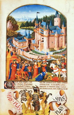 Ms 8266 f.281 Siege of the Chateau of Derval by Pierre La Baud à 