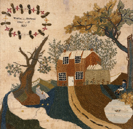 Needlework Picture By Kate Barlow, Probably Pennsylvania, 1827 à 