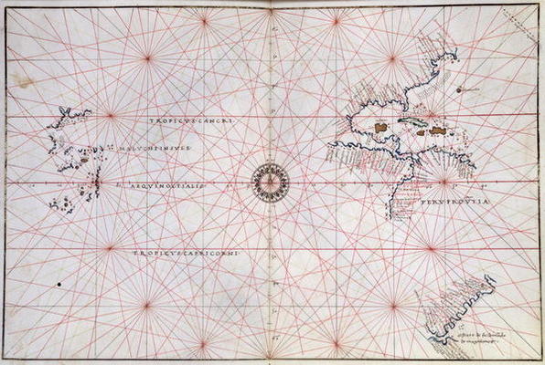 Nautical Chart of the Pacific Ocean and Central America, 16th century à 