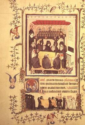 Nouv Lat 3093 f.104 Monks taking prayers by the Parement Master and his workshop, French à 