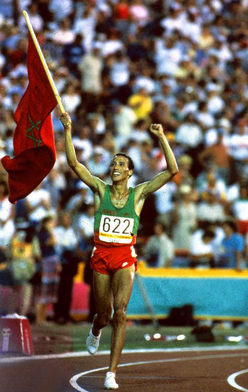 Olympic Games in Los Angeles: Moroccan athlet Said Aouita win the 5000m à 