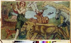 Orpheus mit den Tieren (Entwurf für einen Wandbehang)