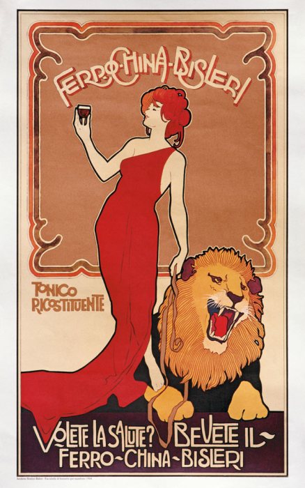 Poster advertising 'Bislieri Liqueur' à 