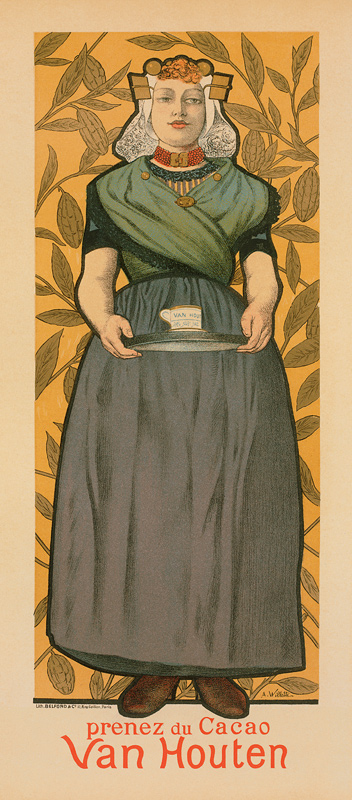 Prenez du Cacao Van Houten, advertisement, illustration by Adolphe-Leon Willette à 
