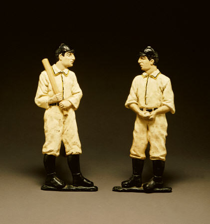 Pair Of Painted Cast Iron Baseball Player Andirons à 
