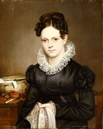 Portrait Of A Lady With A Sewing Basket à 