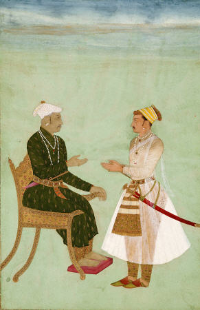 Portrait Of Marharja Jai Singh Of Amber (Ruled 1625-1667), Receiving His Son Ram Singh à 