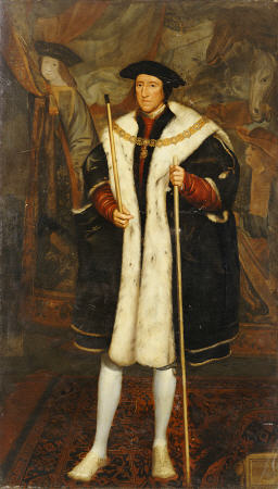 Portrait Of Thomas Howard, Third Duke Of Norfolk (1473-1553), Standing Full Length, Wearing The Orde à 