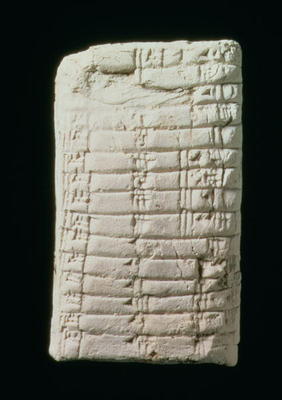 Prehistoric clay tablet with multiplication table, à 