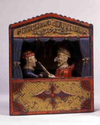Punch and Judy mechanical bank, patented in Buffalo, New York, 1884 (cast iron) (detail from 8903) à 