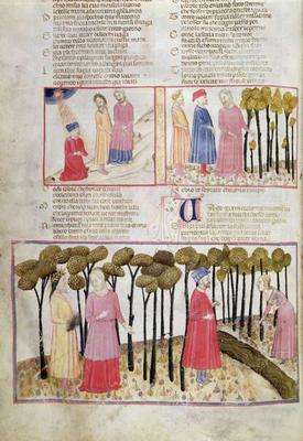 Purg.XXVIII f.47v Virgil taking his leave and the Divine Forest, from the Divine Comedy à 