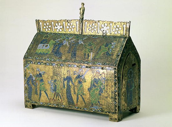 Reliquary casket of St. Valeria, Limoges, c.1170 (wood, copper gilt and champleve enamel) à 
