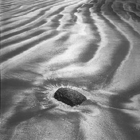 Rock on sand, Porbandar (b/w photo) 