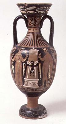 Red-figure amphora depicting a funerary stele, Apulian (pottery) à 